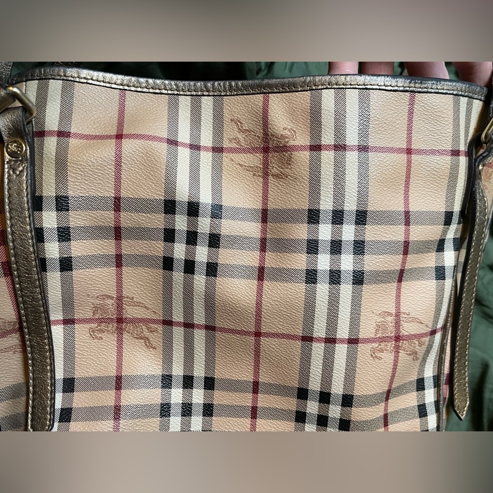 Burberry Tan and Black Plaid Tote Bag - Picture 9 of 15